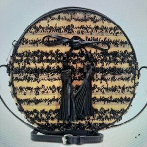 Patricia Nash Ebbe Woven Straw SIBARI Circle Canteen Crossbody Bag